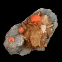 Rare Red Botryoidal Fluorite Balls on Calcite, Natural Mineral Specimen - image 2