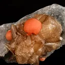 Rare Red Botryoidal Fluorite Balls on Calcite, Natural Mineral Specimen - image 5