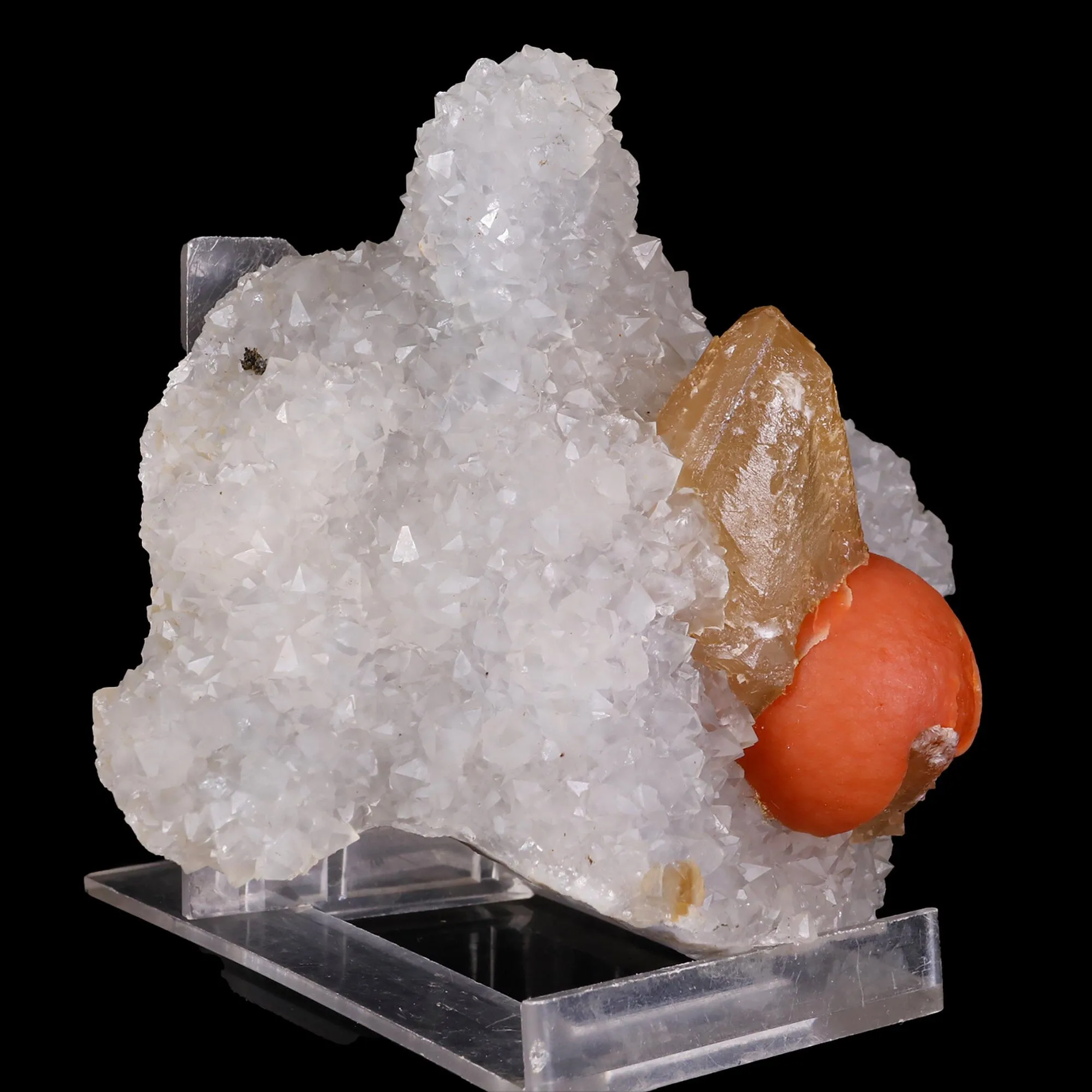 Rare Red Botryoidal Fluorite with Dog Tooth UV Calcite, Natural Mineral Specimen - image 2