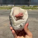 Rare Red Epistilbite on Quartz Vug - Indian Zeolite Crystal Specimen from Nashik - image 2