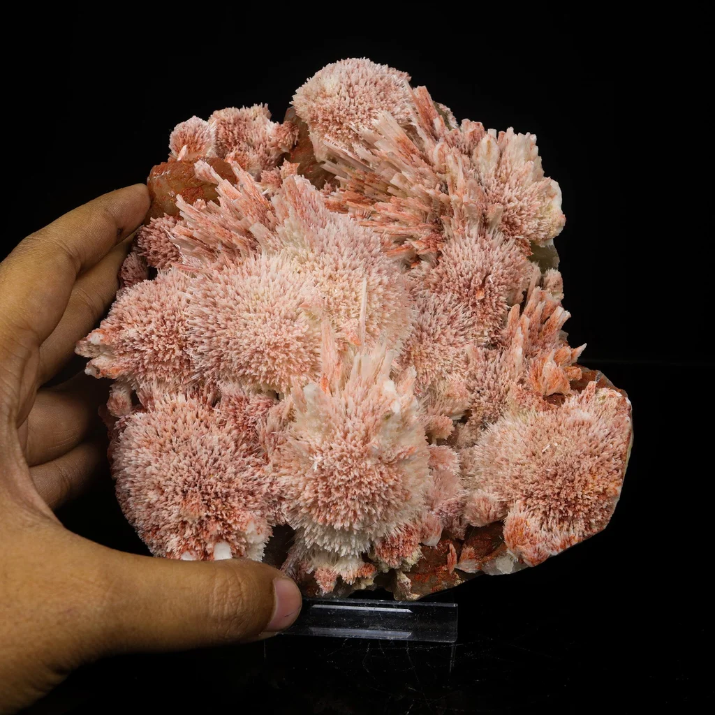 Rare Red Mordenite on Stilbite – Fibrous Zeolite Crystal Specimen - image 4