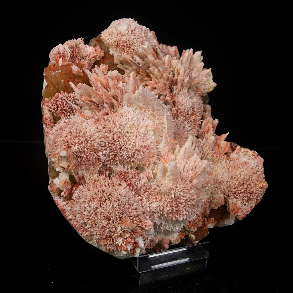 Rare Red Mordenite on Stilbite – Fibrous Zeolite Crystal Specimen - image 3