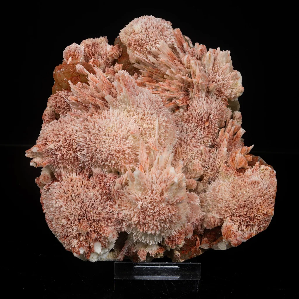 Rare Red Mordenite on Stilbite – Fibrous Zeolite Crystal Specimen image