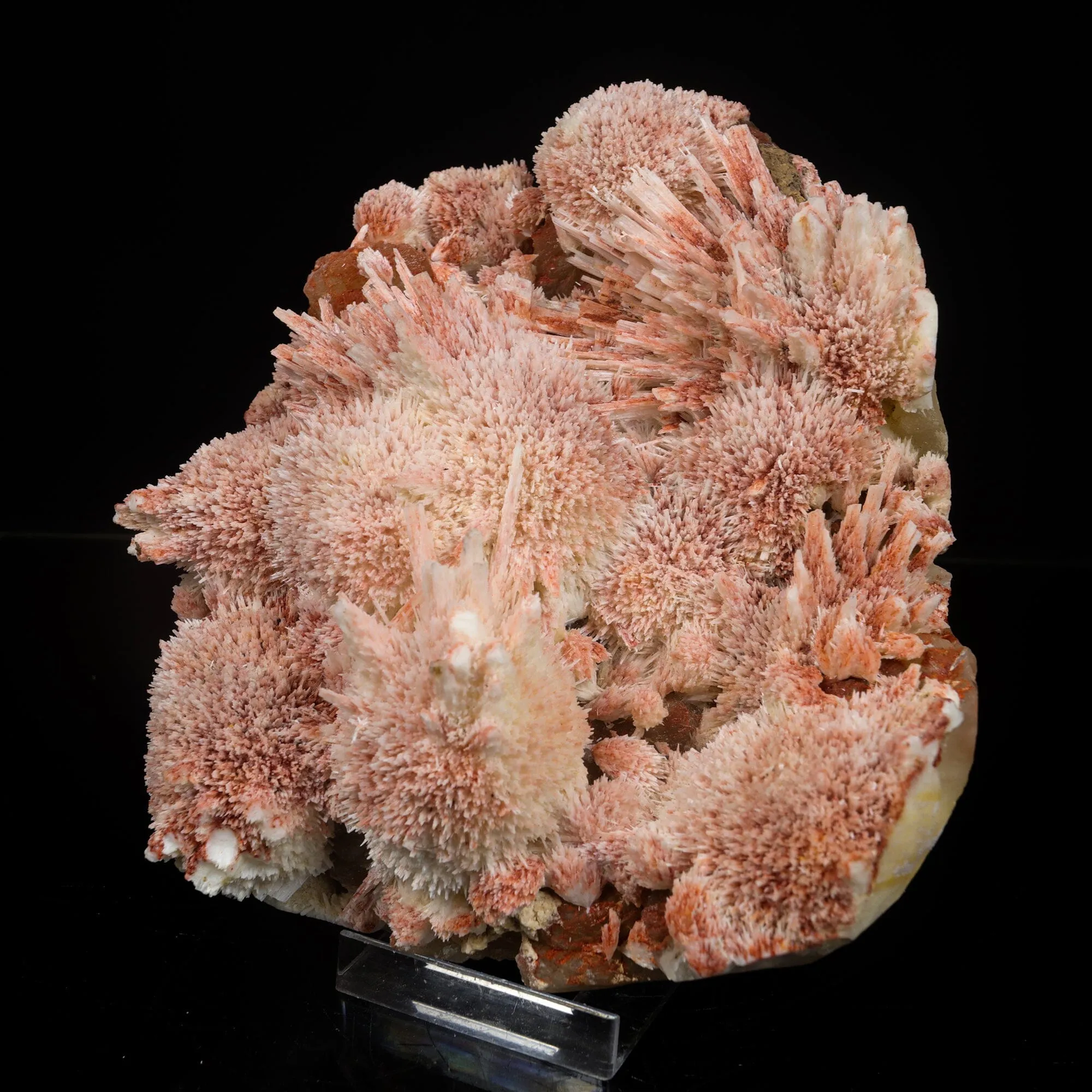 Rare Red Mordenite on Stilbite – Fibrous Zeolite Crystal Specimen - image 2