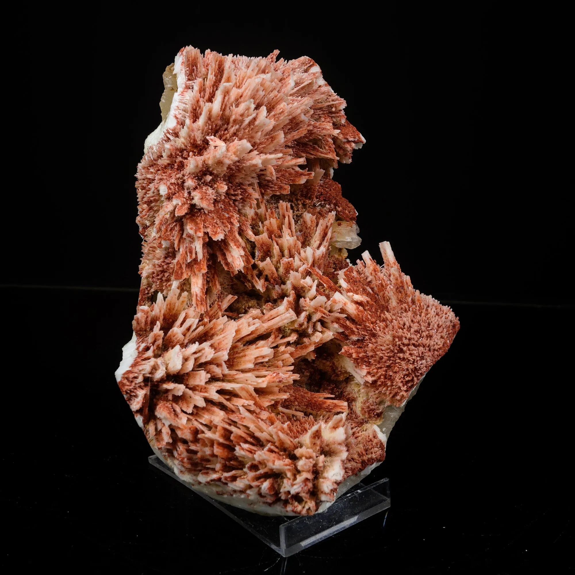 Rare Red Mordenite on Stilbite – Fibrous Zeolite Crystal Specimen - image 3