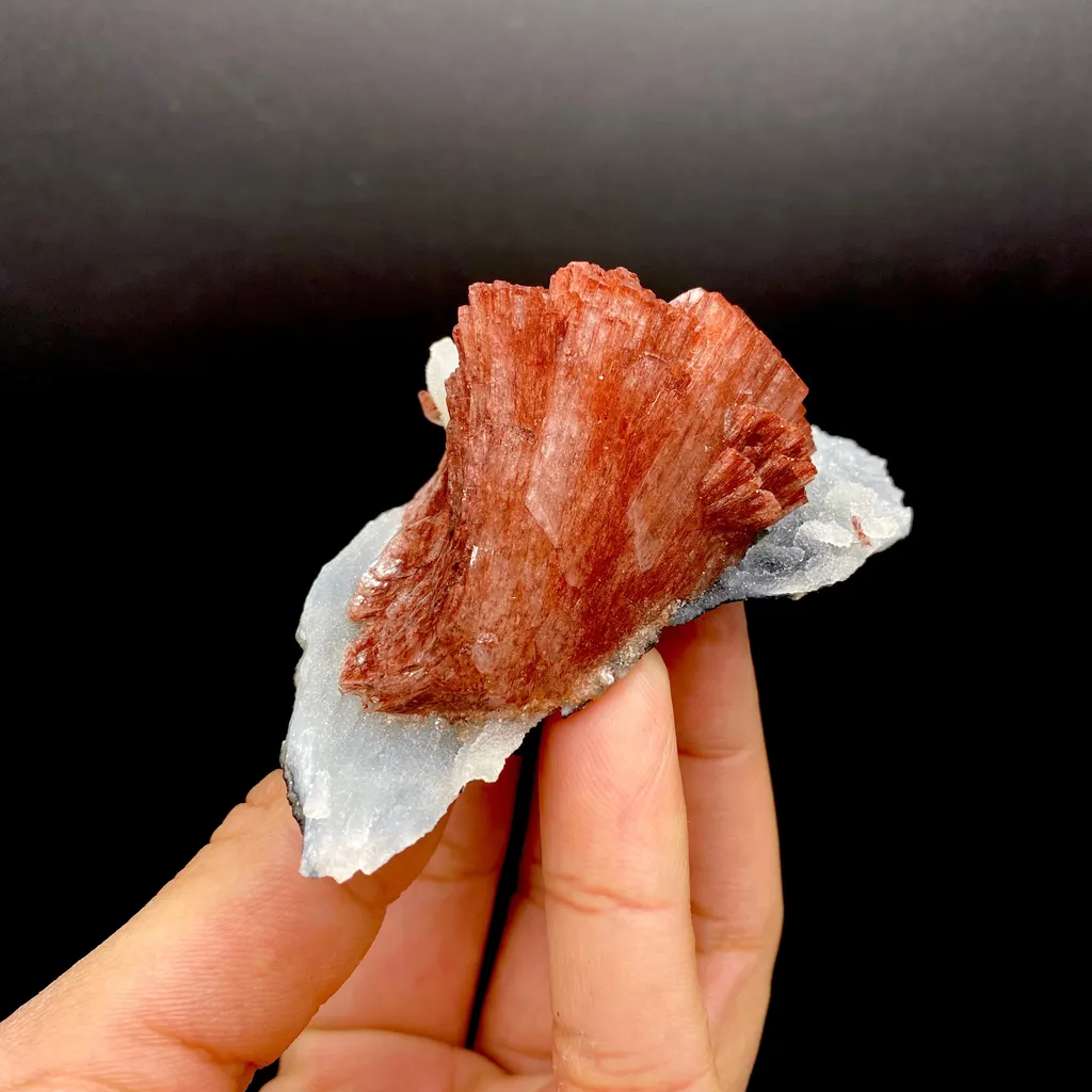 Rare Reddish Heulandite on Chalcedony Matrix – Raw Indian Zeolite Crystal from Jalgaon DK99 image