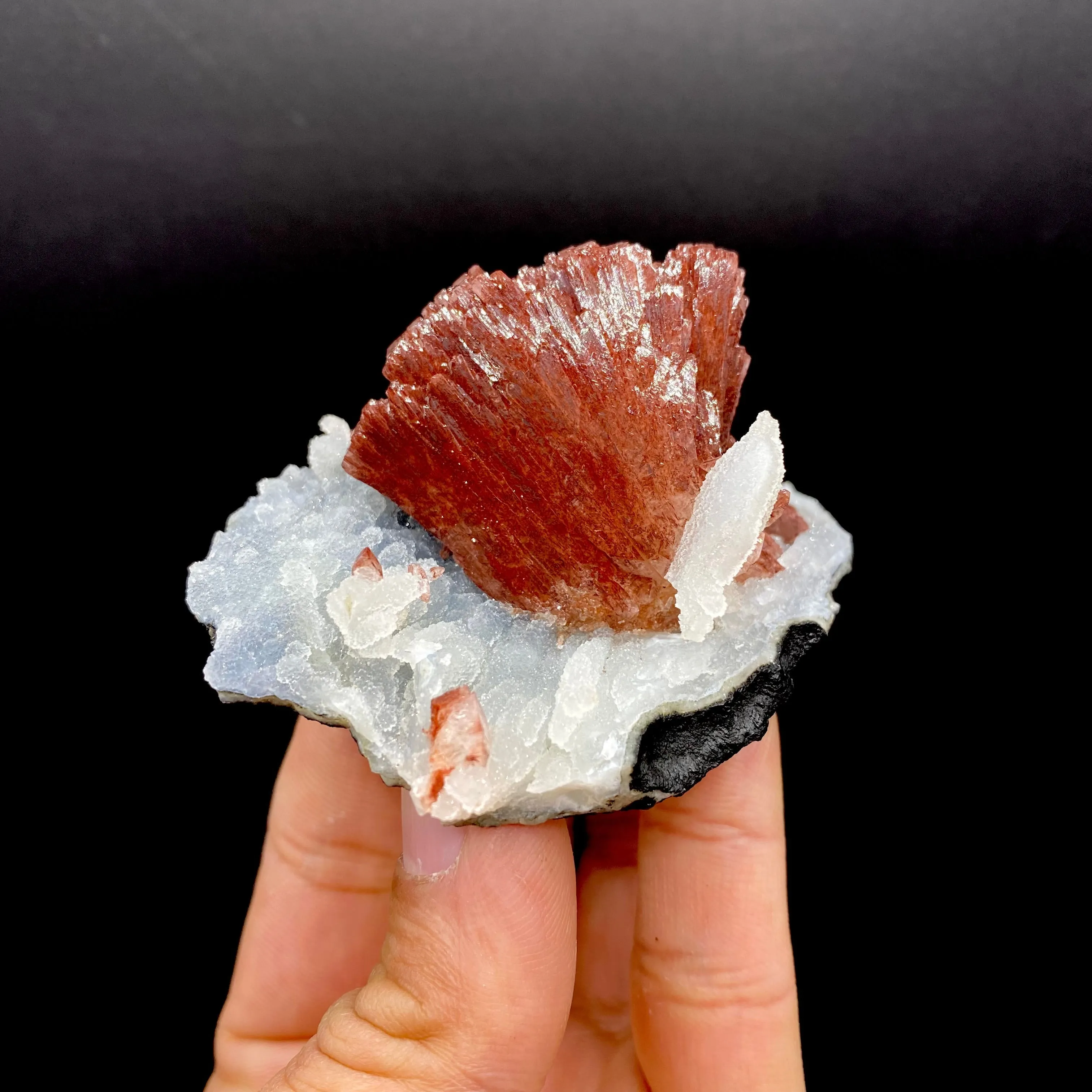 Rare Reddish Heulandite on Chalcedony Matrix – Raw Indian Zeolite Crystal from Jalgaon DK99 - image 4