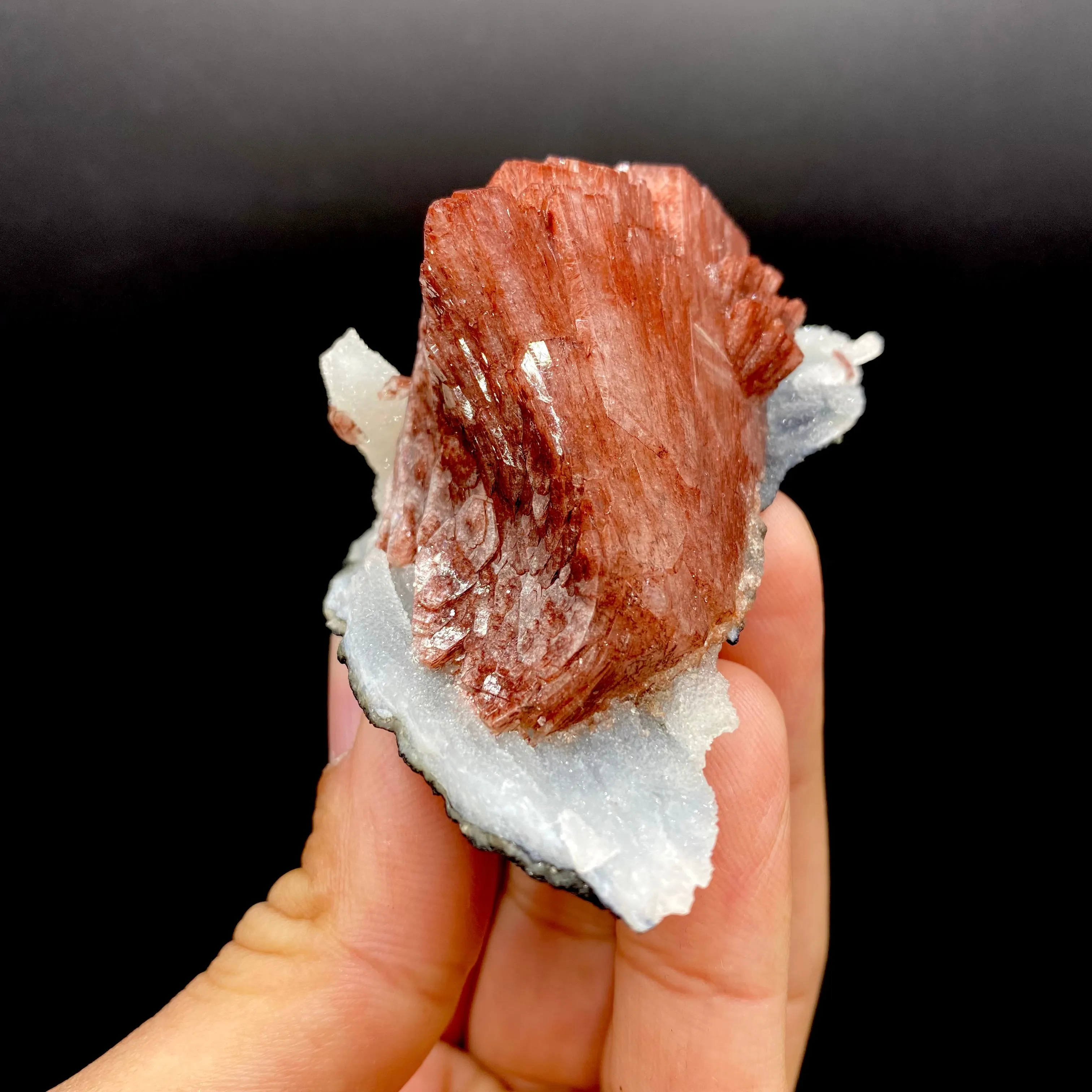 Rare Reddish Heulandite on Chalcedony Matrix – Raw Indian Zeolite Crystal from Jalgaon DK99 - image 3