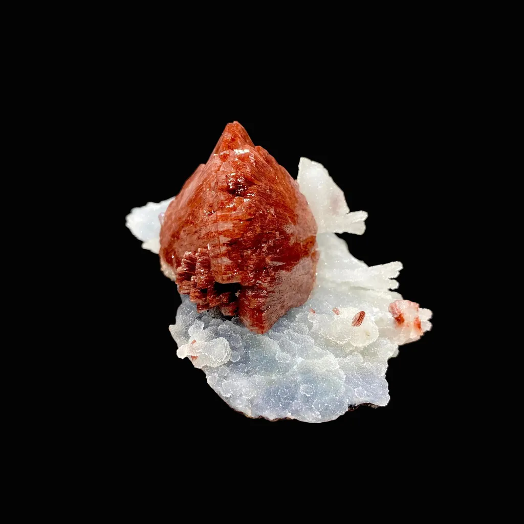 Rare Reddish Heulandite on Chalcedony Matrix – Raw Indian Zeolite Crystal from Jalgaon DK99 - image 5