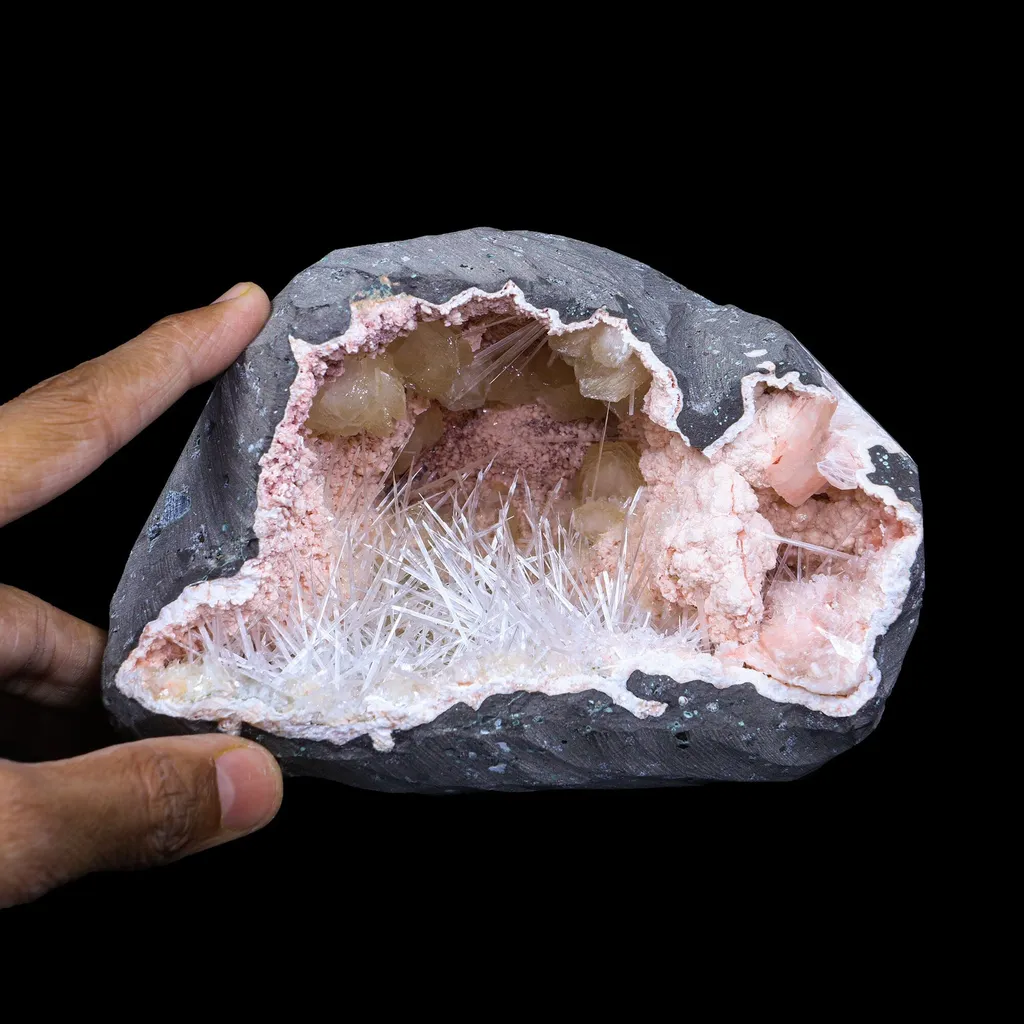 Rare Scolecite, Heulandite & Stilbite Semi-Geode Freestanding Natural Mineral Specimen – from Raigad,Maharashtra - image 5