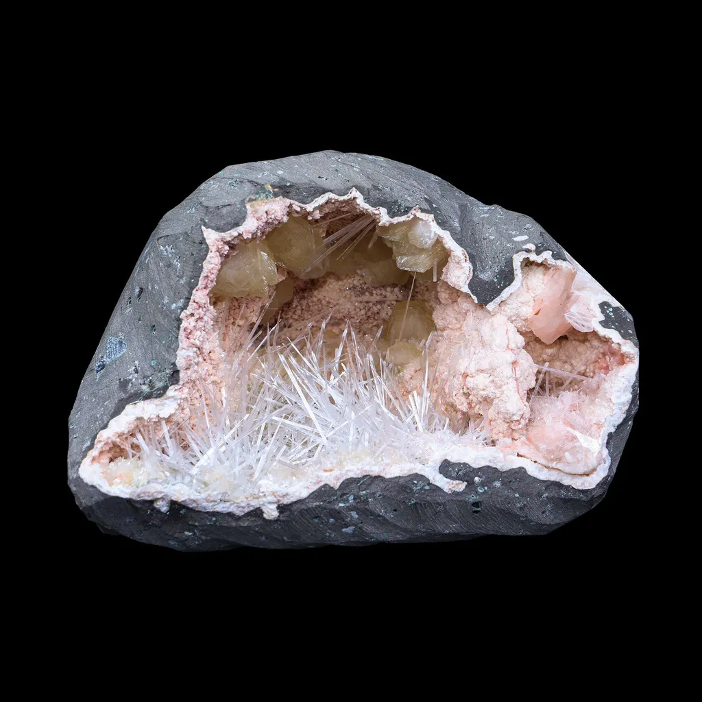 Rare Scolecite, Heulandite & Stilbite Semi-Geode Freestanding Natural Mineral Specimen – from Raigad,Maharashtra - image 3