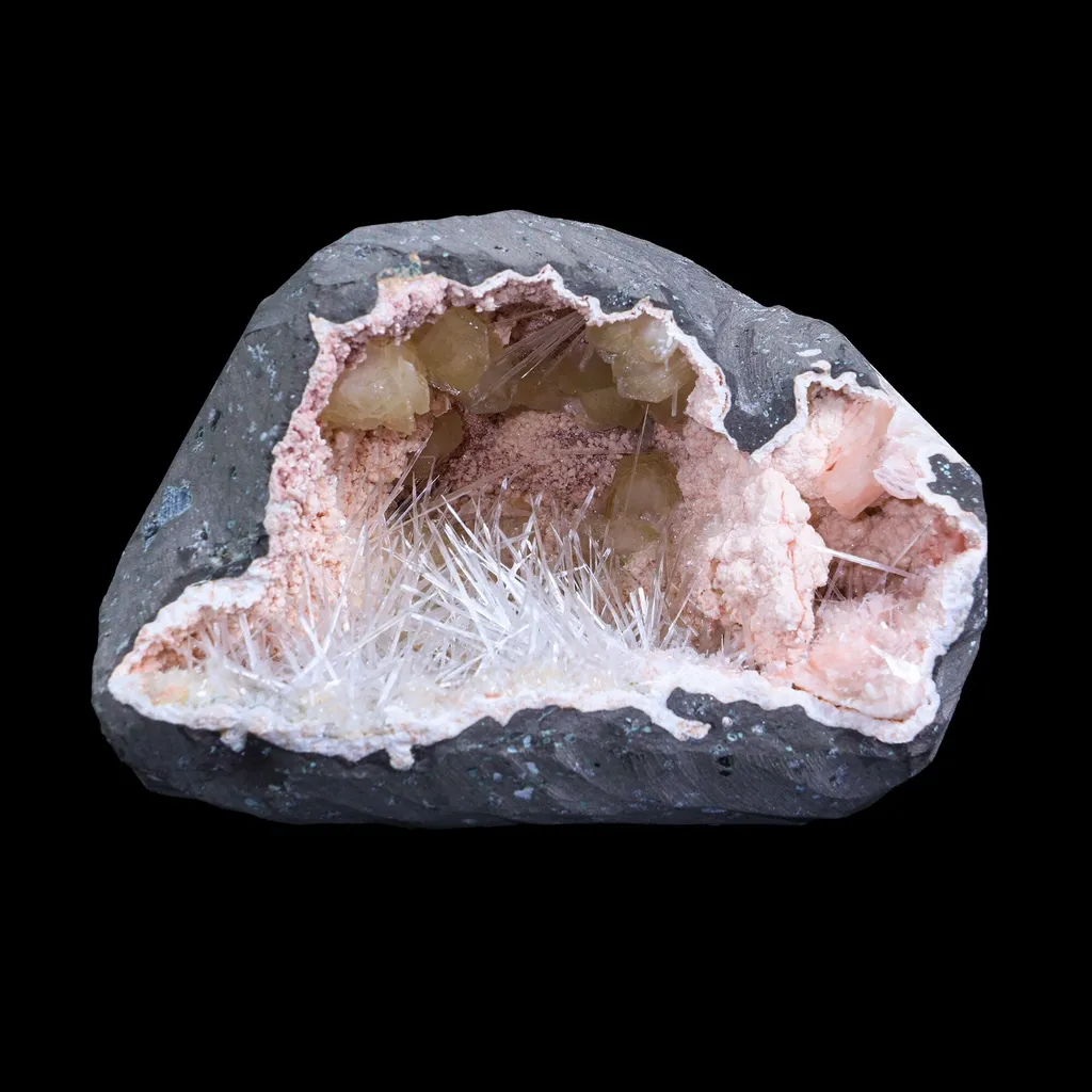 Rare Scolecite, Heulandite & Stilbite Semi-Geode Freestanding Natural Mineral Specimen – from Raigad,Maharashtra image