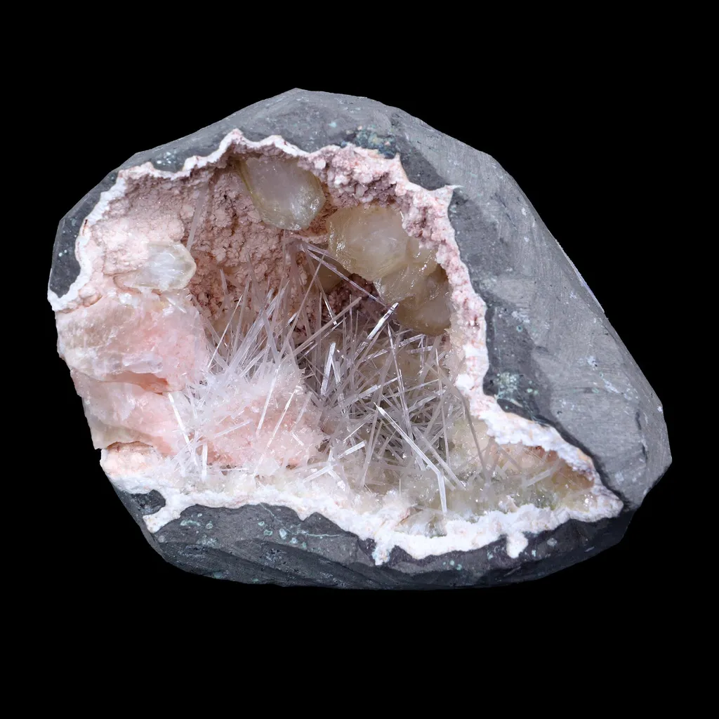 Rare Scolecite, Heulandite & Stilbite Semi-Geode Freestanding Natural Mineral Specimen – from Raigad,Maharashtra - image 4