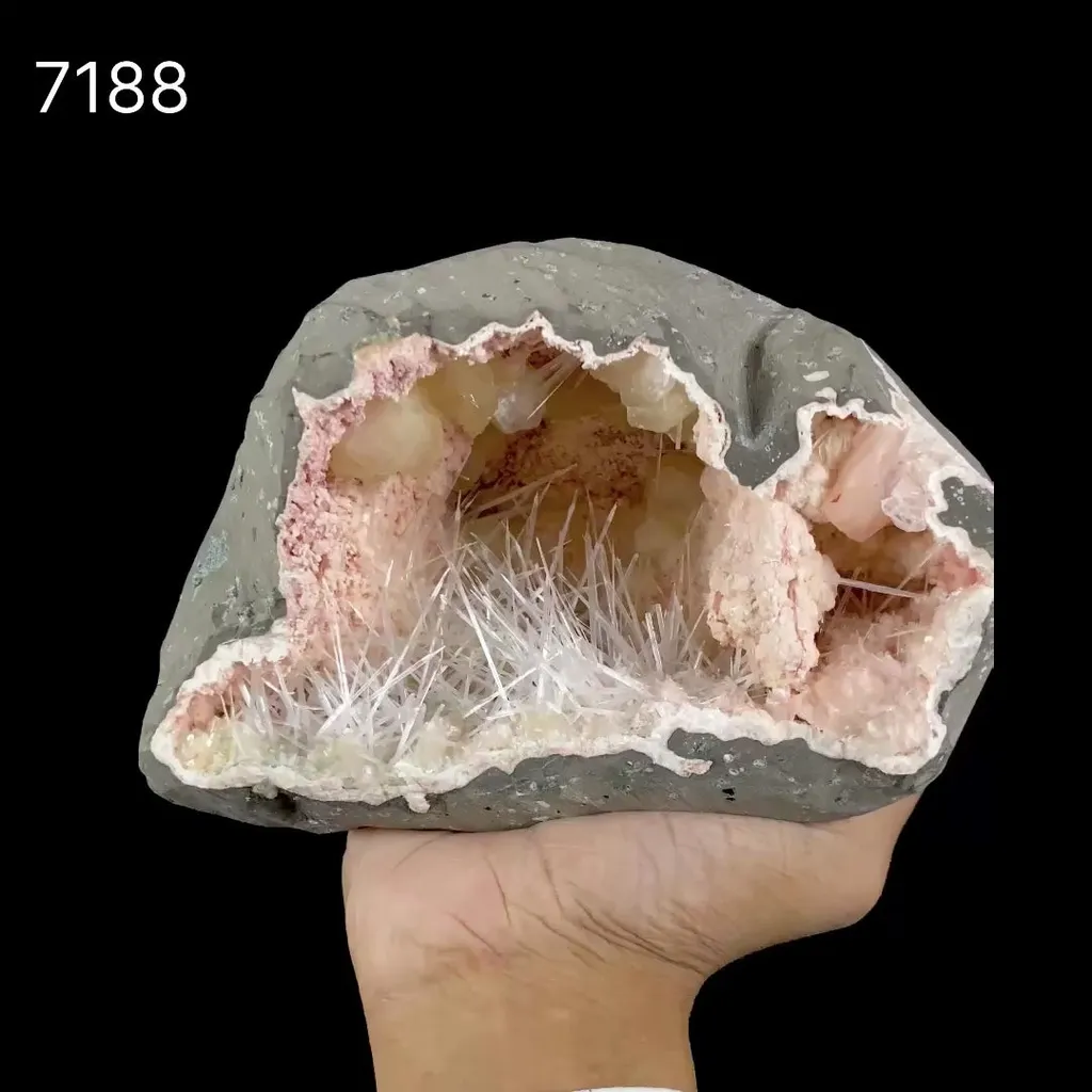 Rare Scolecite, Heulandite & Stilbite Semi-Geode Freestanding Natural Mineral Specimen – from Raigad,Maharashtra - image 2