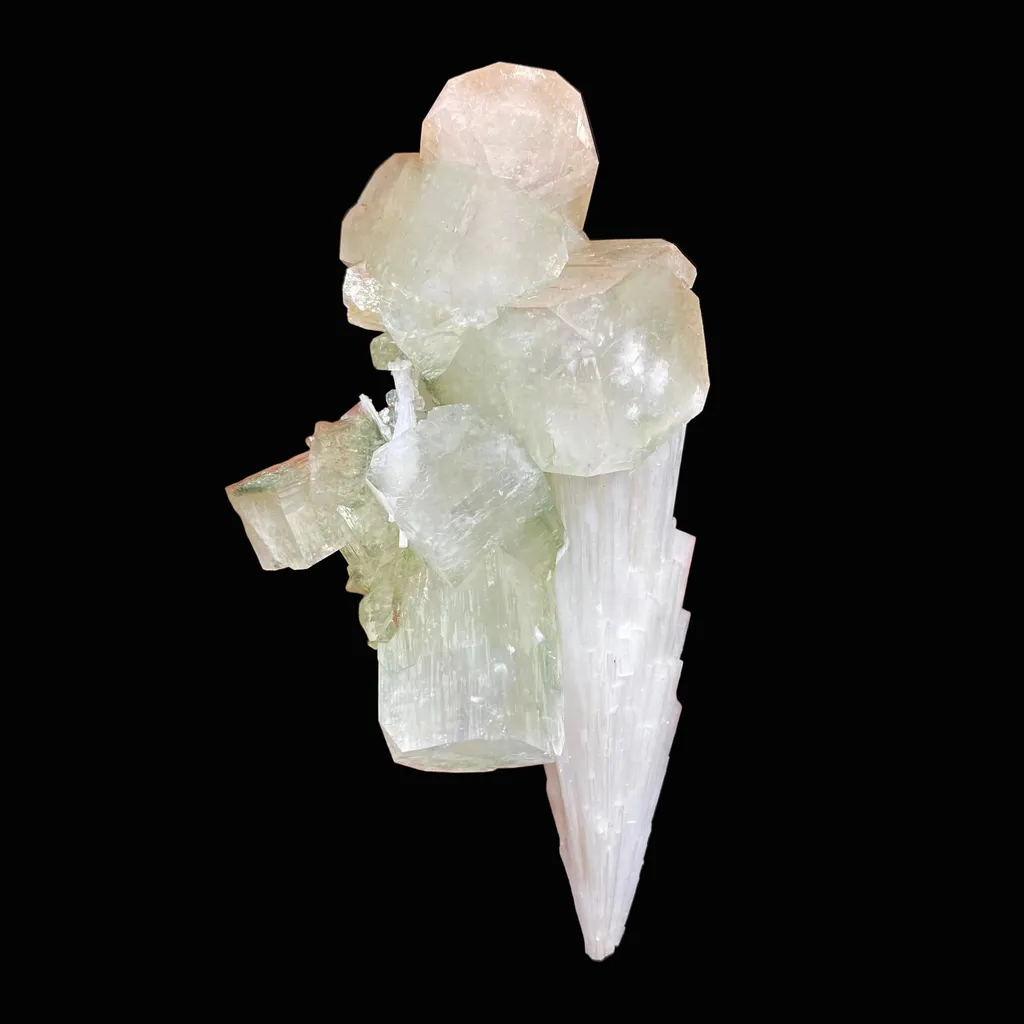 Rare Scolecite Spray with Green Apophyllite Crystals – Natural Indian Zeolite Specimen from Nashik, India DK150 - image 4