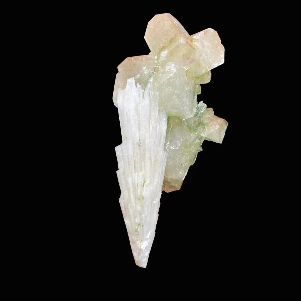Rare Scolecite Spray with Green Apophyllite Crystals – Natural Indian Zeolite Specimen from Nashik, India DK150 image