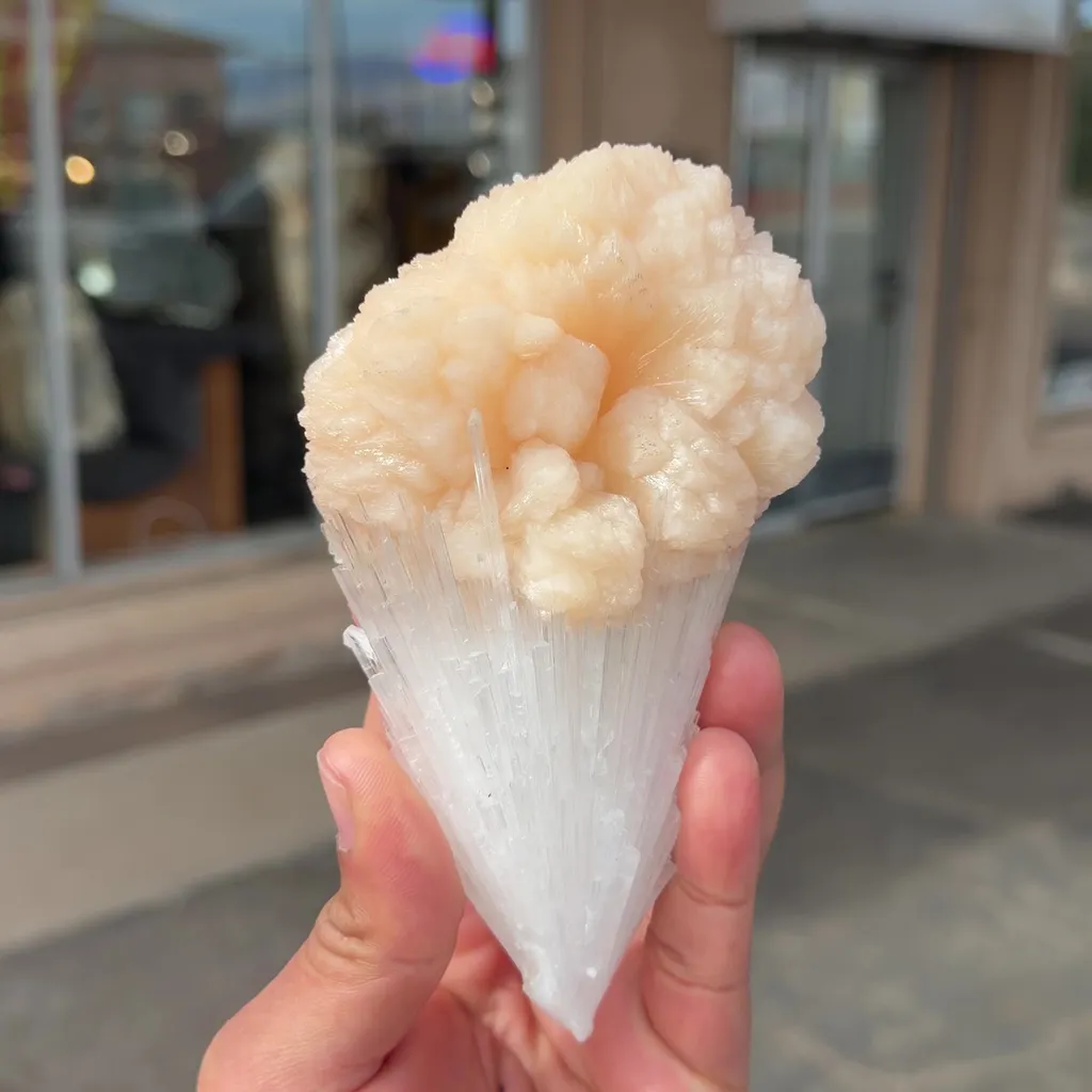 Rare Scolecite with  Stilbite bow tie Specimen from Nashik, India - image 5
