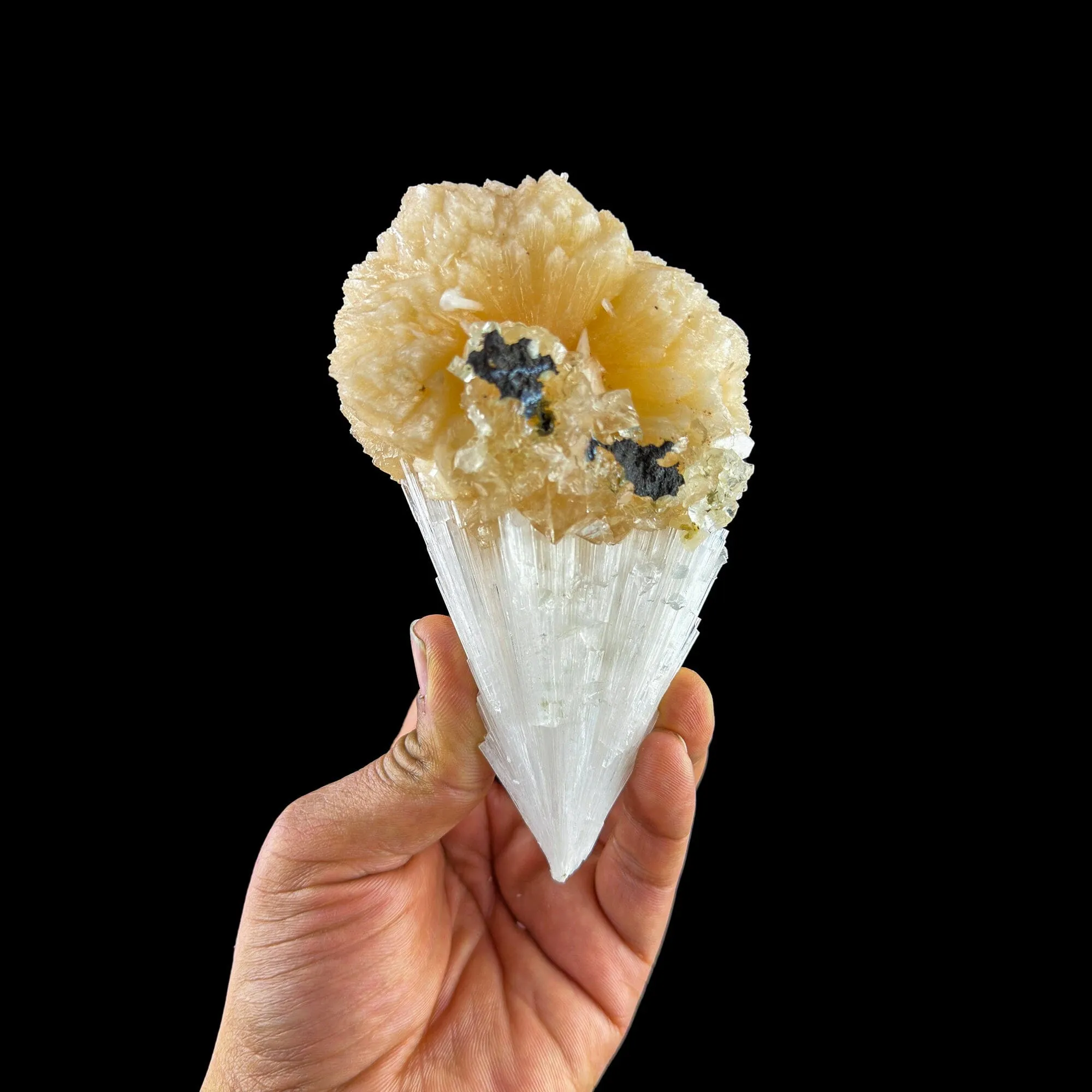 Rare Scolecite with  Stilbite bow tie Specimen from Nashik, India - image 4