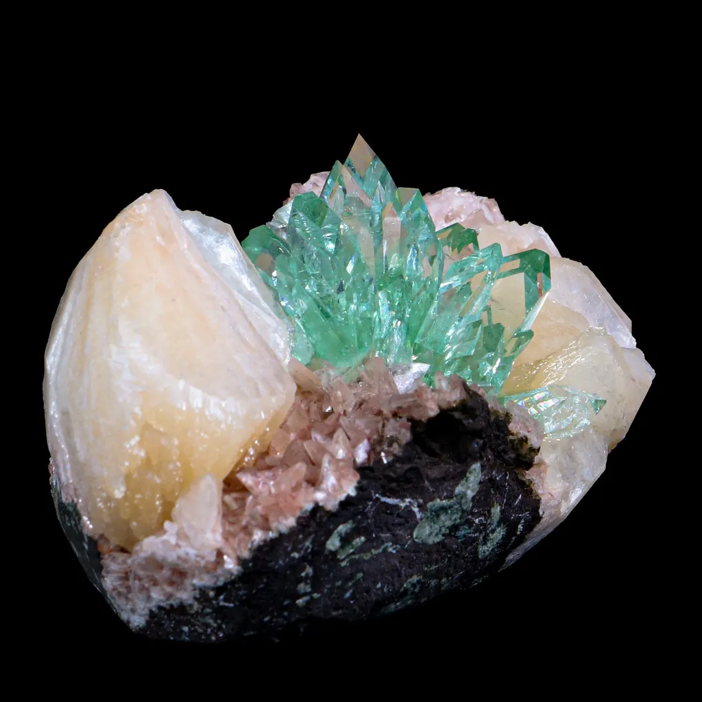 Rare Sharp-Terminated Green Apophyllite with Heulandite & Stilbite Natural Mineral Specimen – Madhya Pradesh, India - image 8