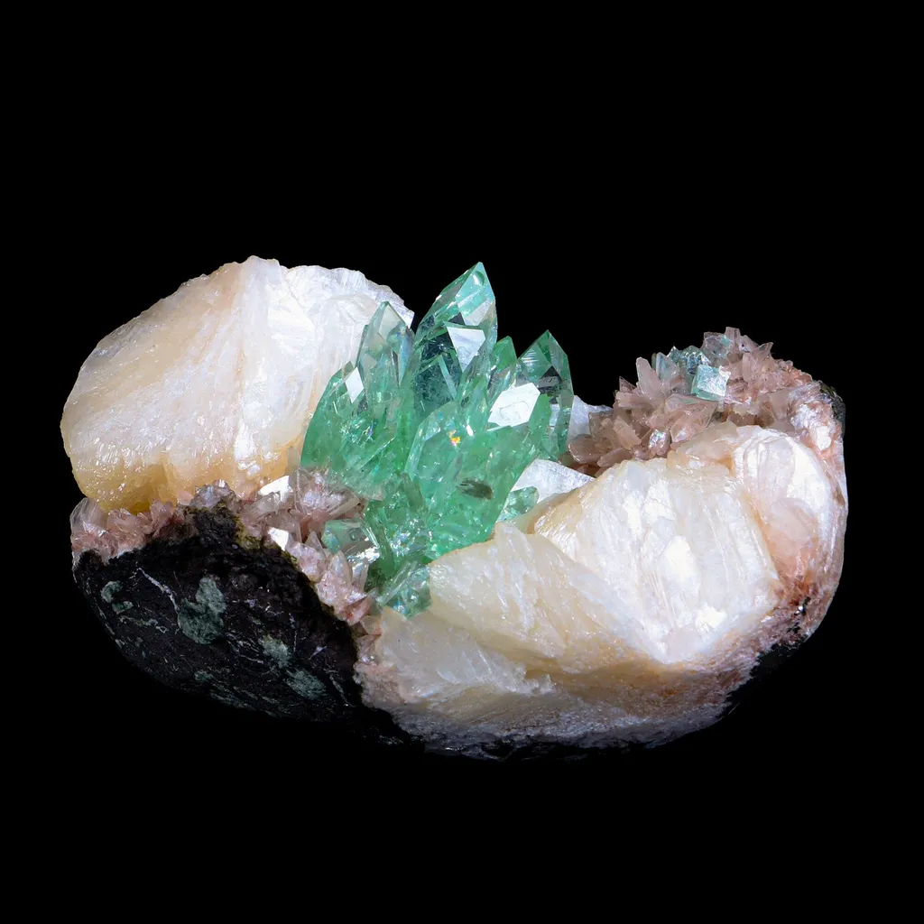 Rare Sharp-Terminated Green Apophyllite with Heulandite & Stilbite Natural Mineral Specimen – Madhya Pradesh, India - image 9