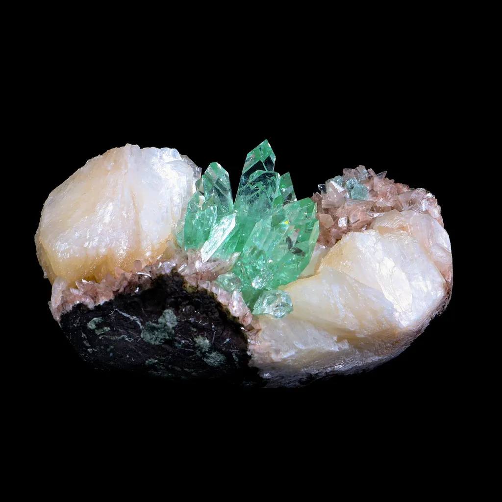 Rare Sharp-Terminated Green Apophyllite with Heulandite & Stilbite Natural Mineral Specimen – Madhya Pradesh, India - image 11