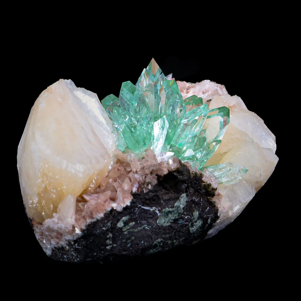 Rare Sharp-Terminated Green Apophyllite with Heulandite & Stilbite Natural Mineral Specimen – Madhya Pradesh, India - image 6