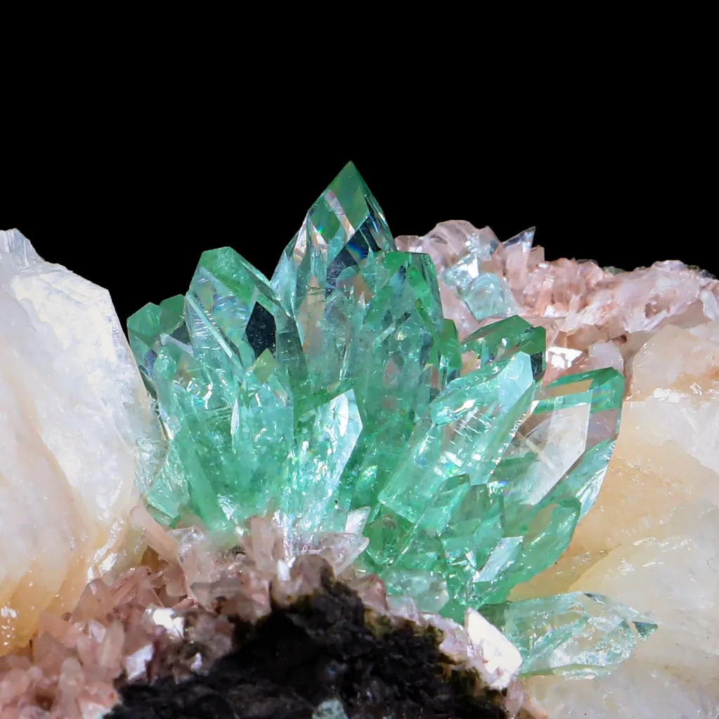 Rare Sharp-Terminated Green Apophyllite with Heulandite & Stilbite Natural Mineral Specimen – Madhya Pradesh, India - image 3