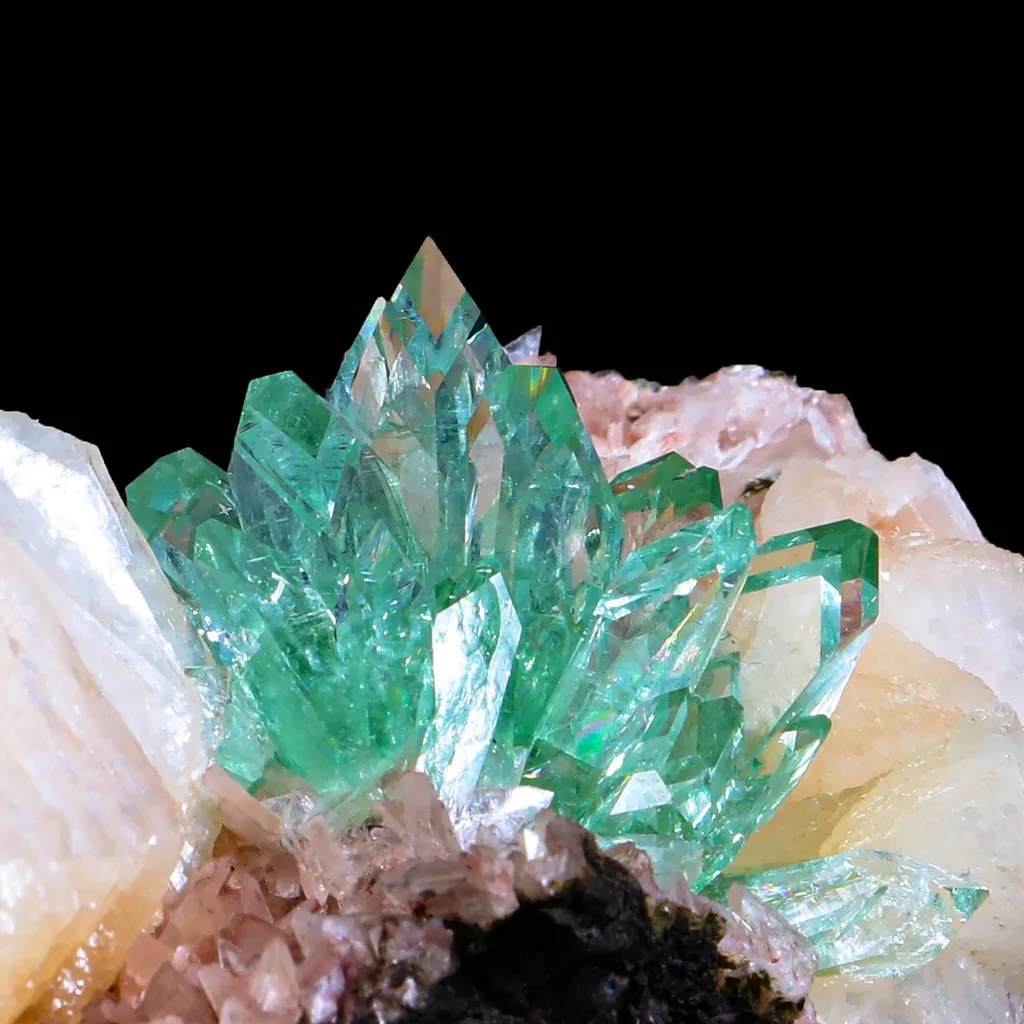 Rare Sharp-Terminated Green Apophyllite with Heulandite & Stilbite Natural Mineral Specimen – Madhya Pradesh, India - image 5