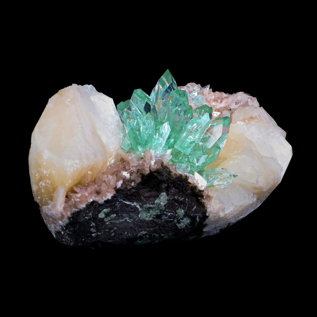 Rare Sharp-Terminated Green Apophyllite with Heulandite & Stilbite Natural Mineral Specimen – Madhya Pradesh, India - image 4