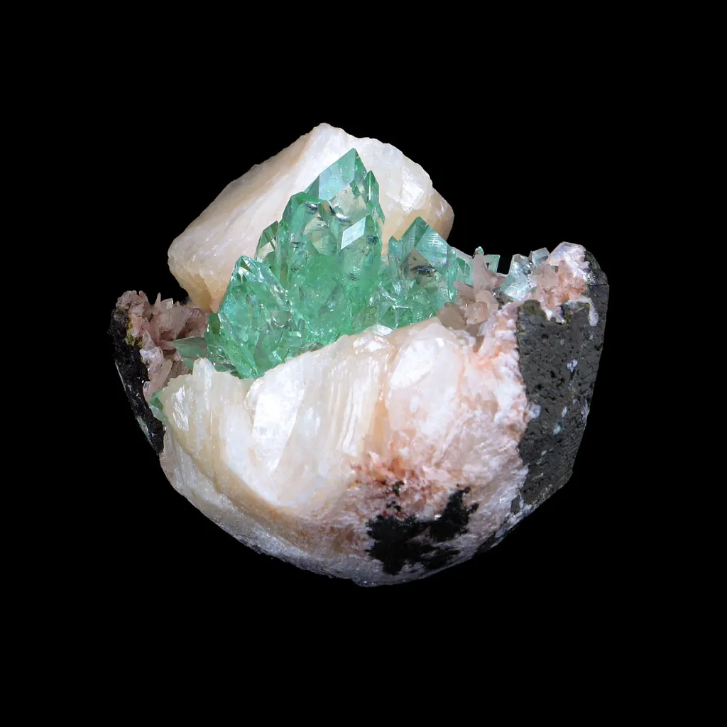 Rare Sharp-Terminated Green Apophyllite with Heulandite & Stilbite Natural Mineral Specimen – Madhya Pradesh, India - image 10