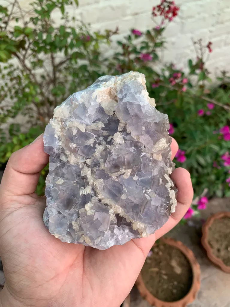 Rare Sky Blue Fluorite with Calcite Specimen from Pakistan image