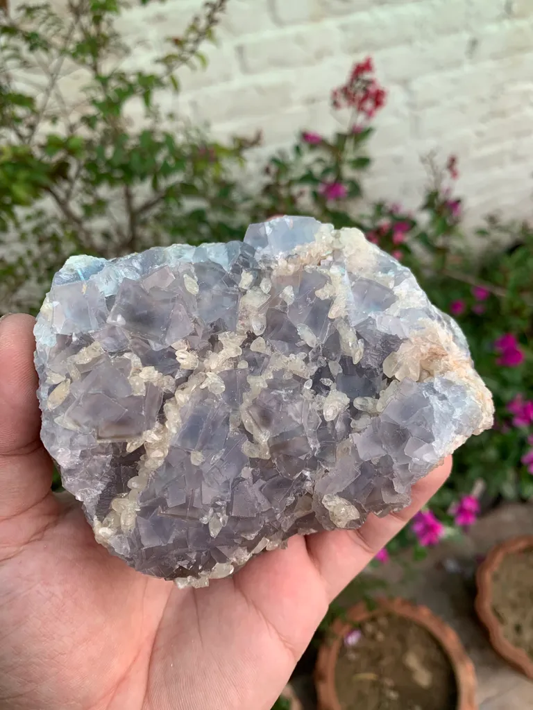 Rare Sky Blue Fluorite with Calcite Specimen from Pakistan - image 7