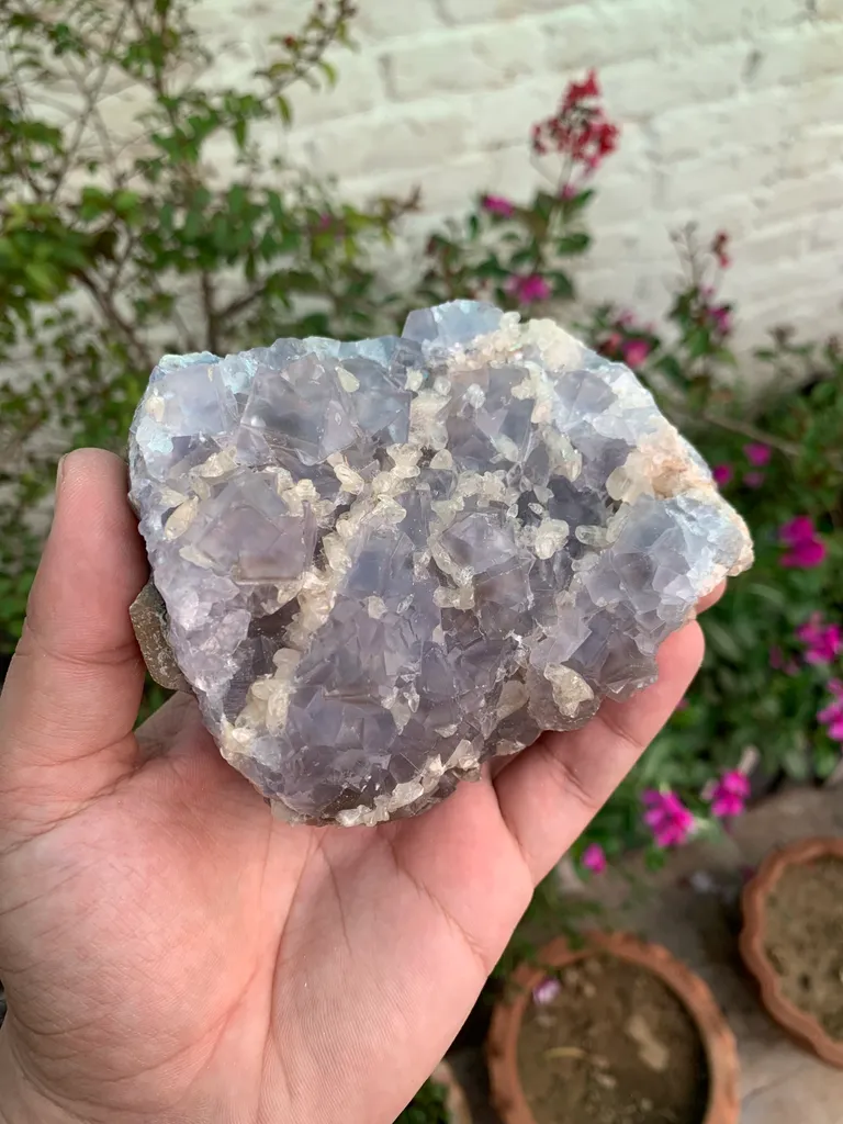 Rare Sky Blue Fluorite with Calcite Specimen from Pakistan - image 8