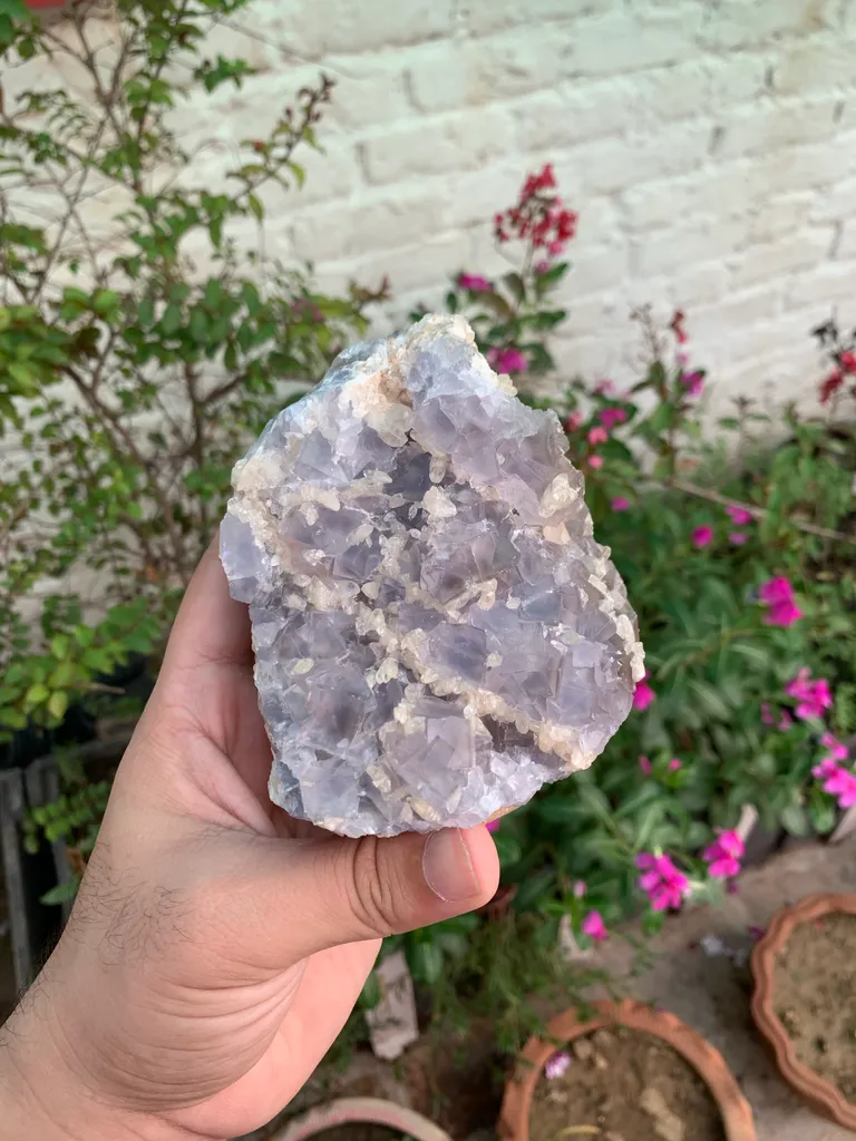 Rare Sky Blue Fluorite with Calcite Specimen from Pakistan - image 4