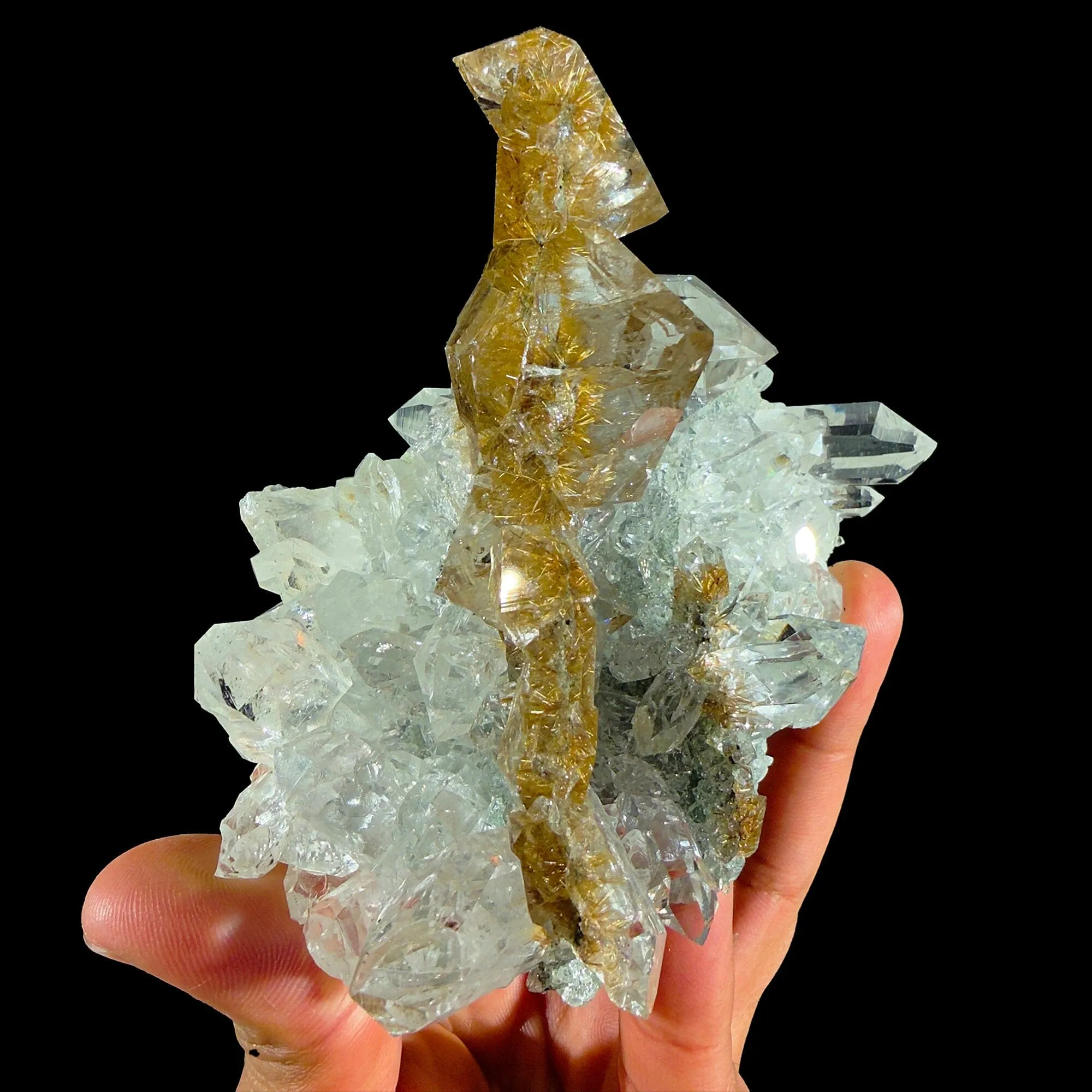 Rare Stacked Octahedral Quartz with Rutile from Himalaya – Fine Mineral Specimen | Natural Rutile Quartz Crystal Cluster | Collector Grade Display Piece | Global Collector Mineral - image 6