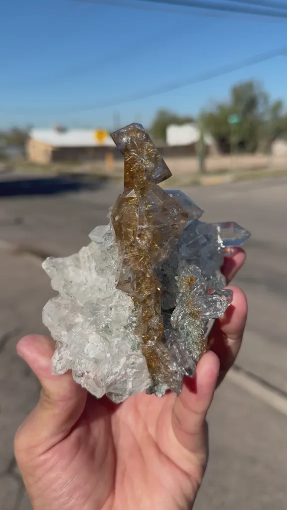 Rare Stacked Octahedral Quartz with Rutile from Himalaya – Fine Mineral Specimen | Natural Rutile Quartz Crystal Cluster | Collector Grade Display Piece | Global Collector Mineral - image 7