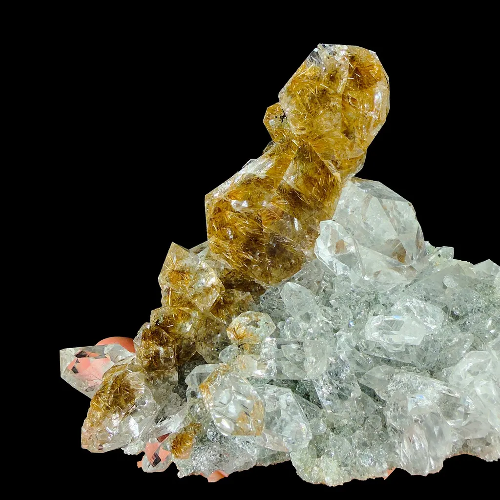 Rare Stacked Octahedral Quartz with Rutile from Himalaya – Fine Mineral Specimen | Natural Rutile Quartz Crystal Cluster | Collector Grade Display Piece | Global Collector Mineral - image 4