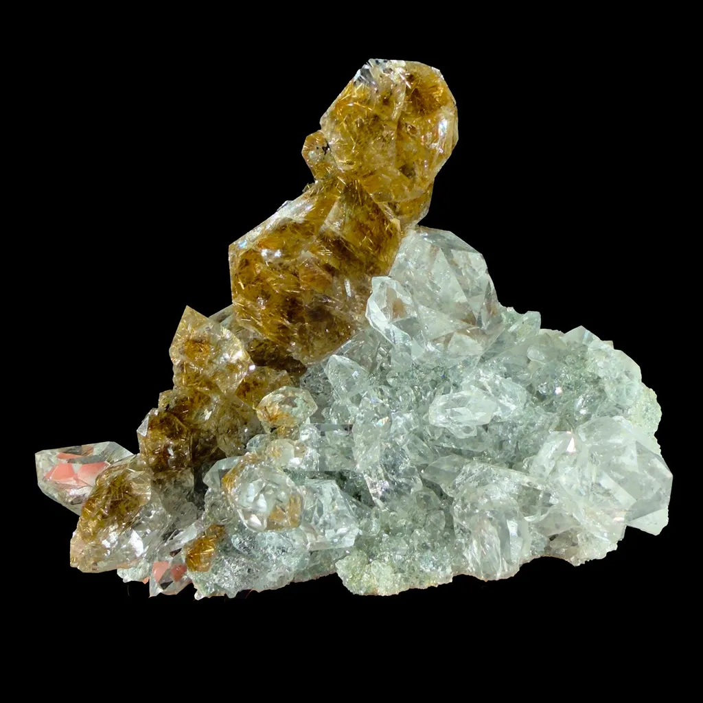 Rare Stacked Octahedral Quartz with Rutile from Himalaya – Fine Mineral Specimen | Natural Rutile Quartz Crystal Cluster | Collector Grade Display Piece | Global Collector Mineral image