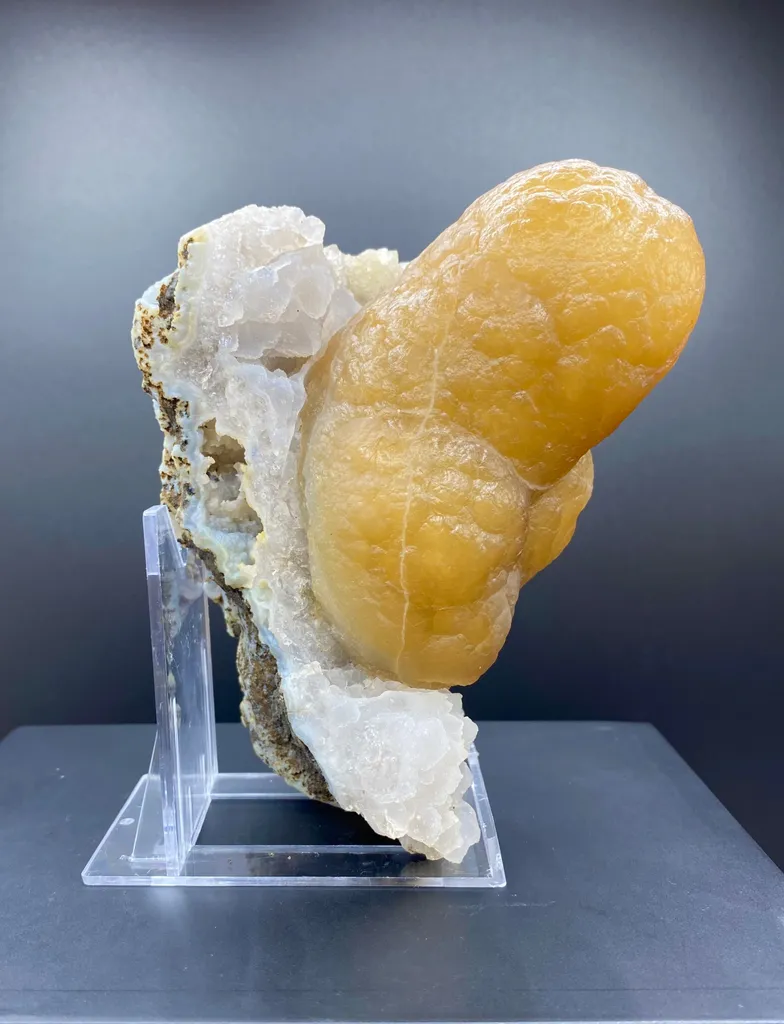 Rare Thick Fluorite Crystal on Chalcedony Matrix | Raw Indian Zeolite Mineral Specimen from Madhya Pradesh DK14 - image 3