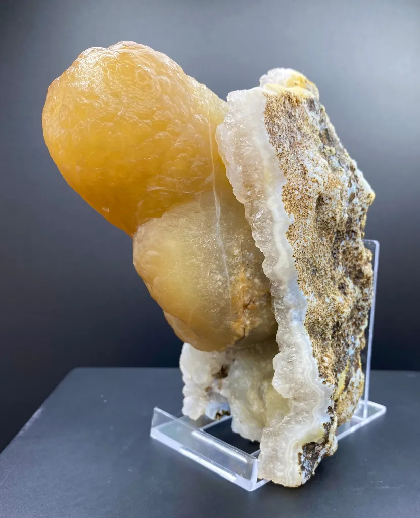 Rare Thick Fluorite Crystal on Chalcedony Matrix | Raw Indian Zeolite Mineral Specimen from Madhya Pradesh DK14 - image 4