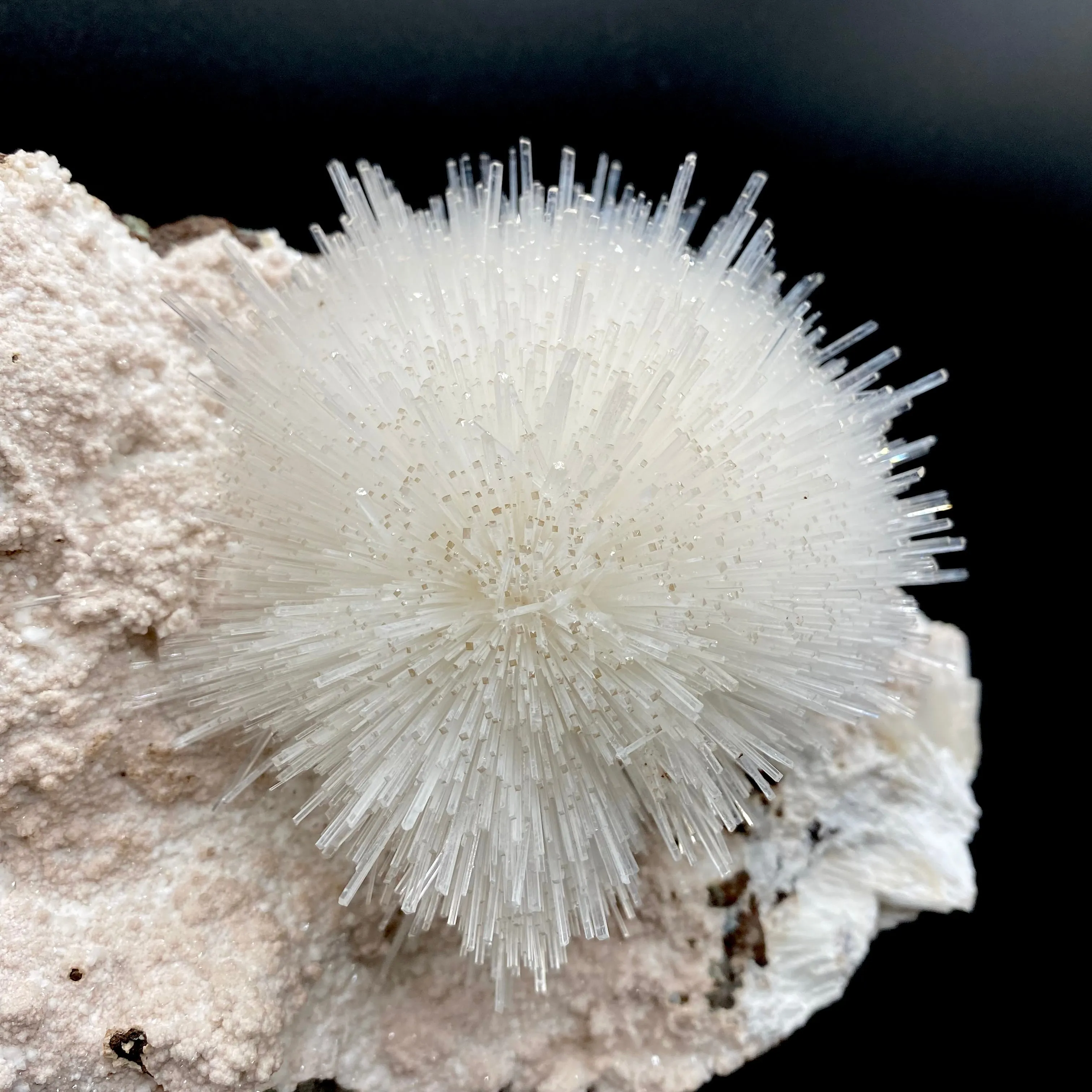 Rare White Mesolite on Mordenite – Porcupine Spray Zeolite Specimen from India - image 3
