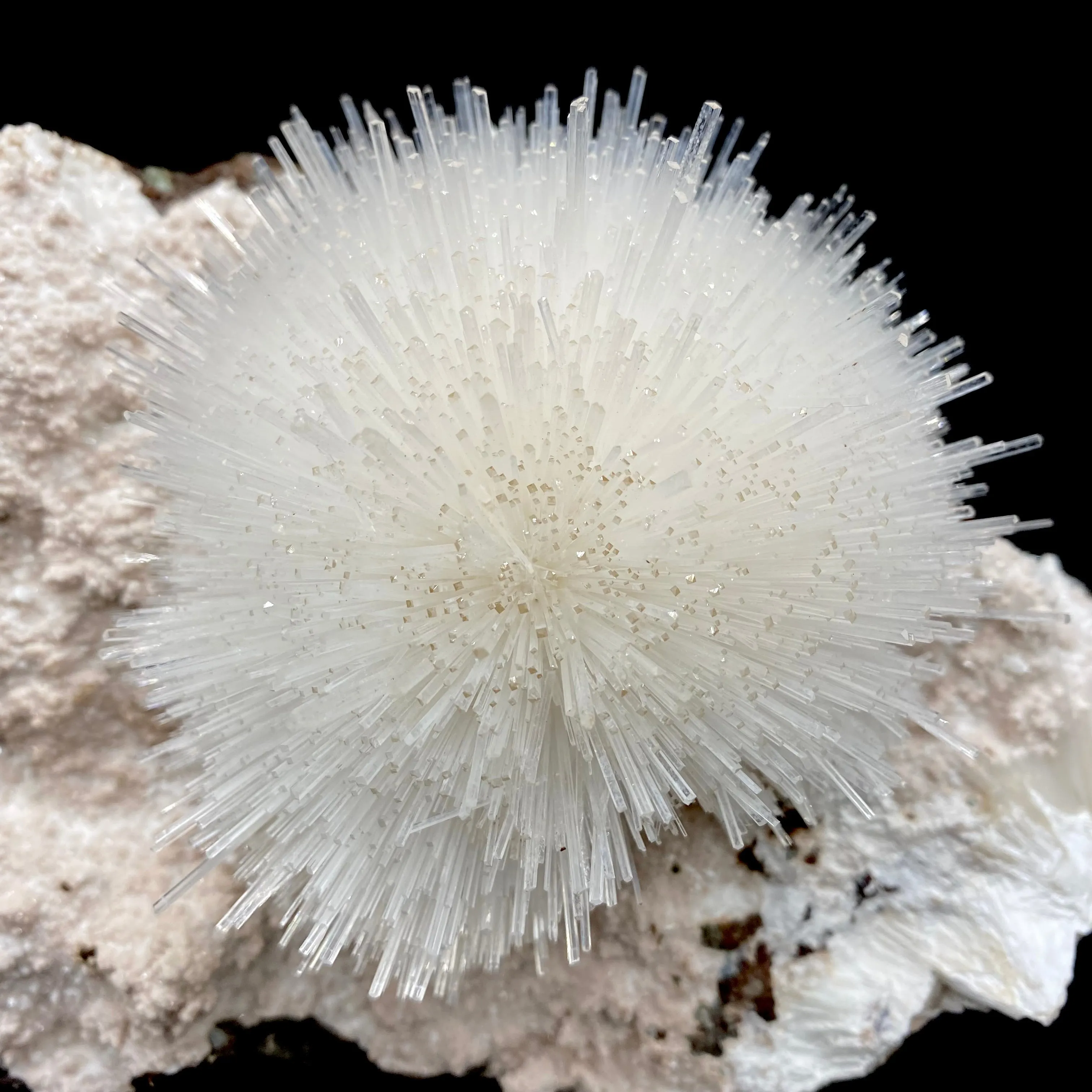Rare White Mesolite on Mordenite – Porcupine Spray Zeolite Specimen from India - image 2