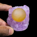 Rare Yellow Botryoidal Fluorite on Lavender Amethyst Natural Specimen from Madhya Pradesh, India - image 4