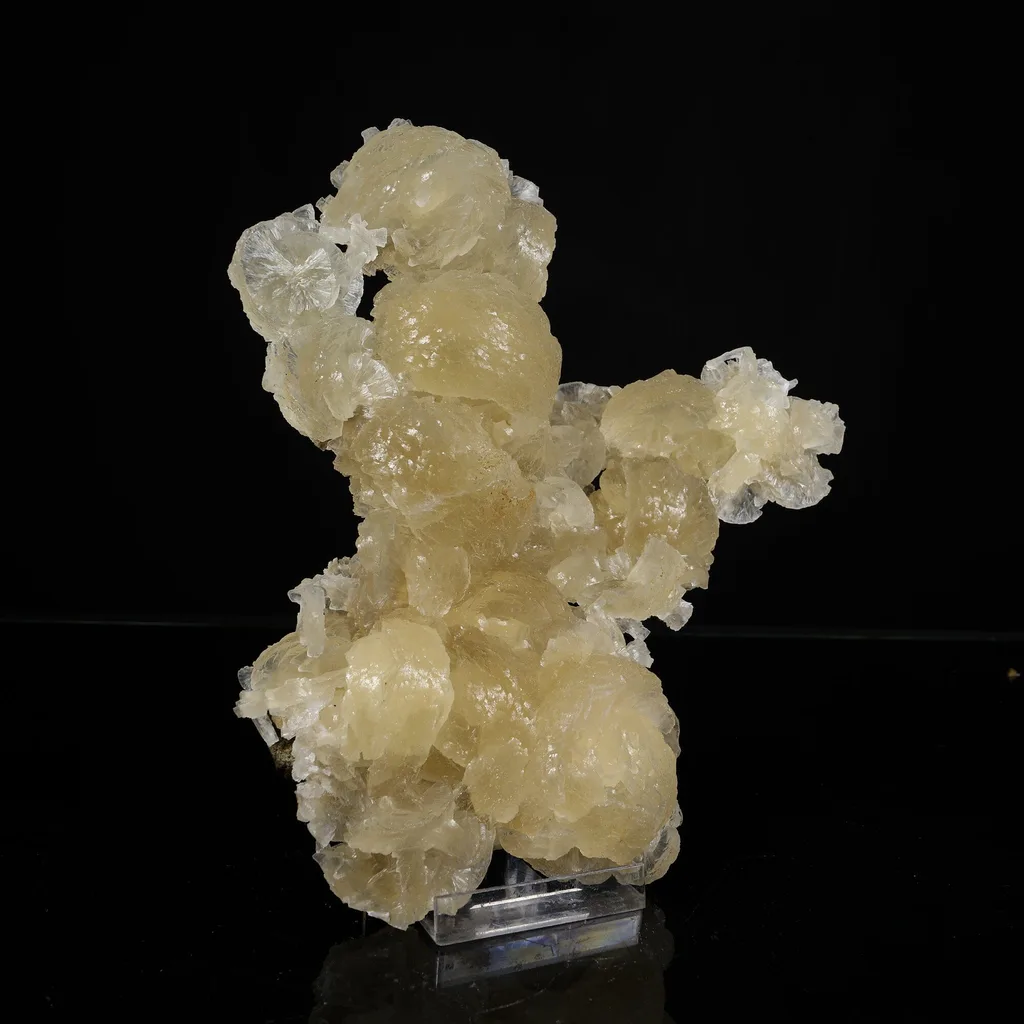Rare Yellow Stellerite Floater Crystal Specimen – Unique 180-Degree Spherical Rosette Cluster - image 2