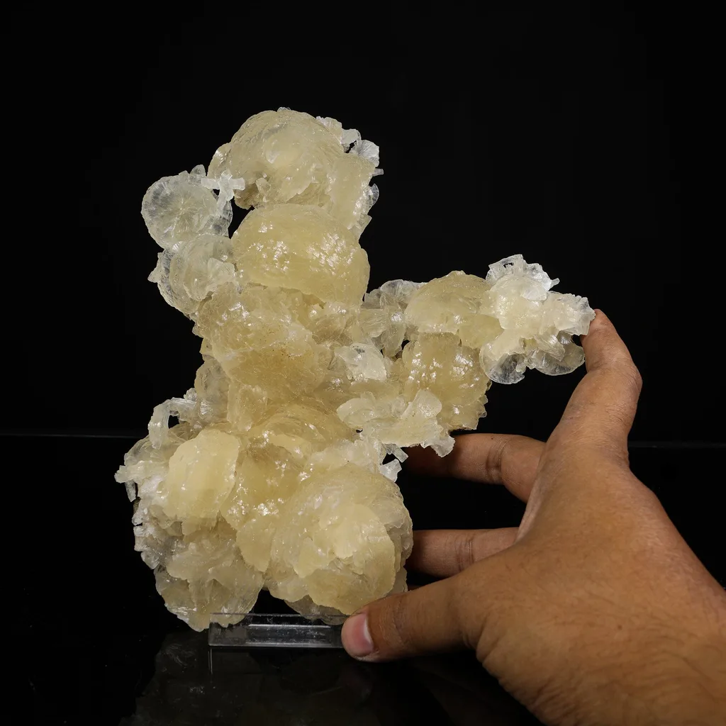 Rare Yellow Stellerite Floater Crystal Specimen – Unique 180-Degree Spherical Rosette Cluster - image 4
