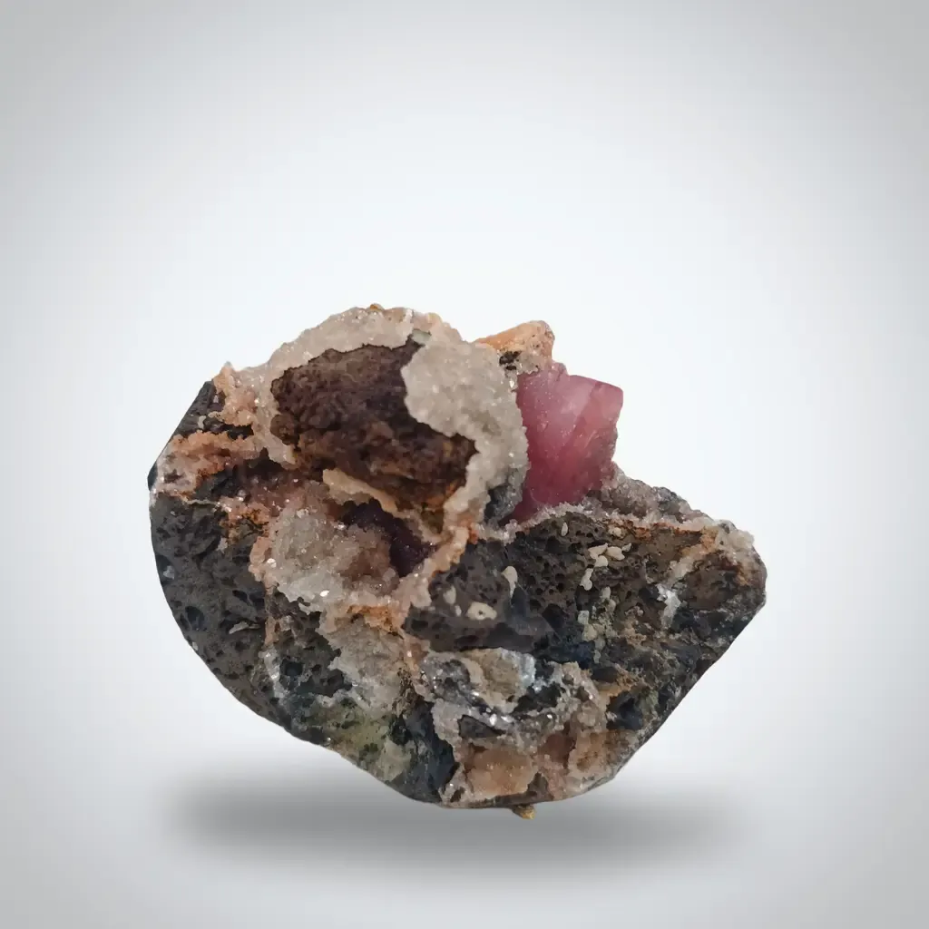 Raspberry red calcite chalcedony