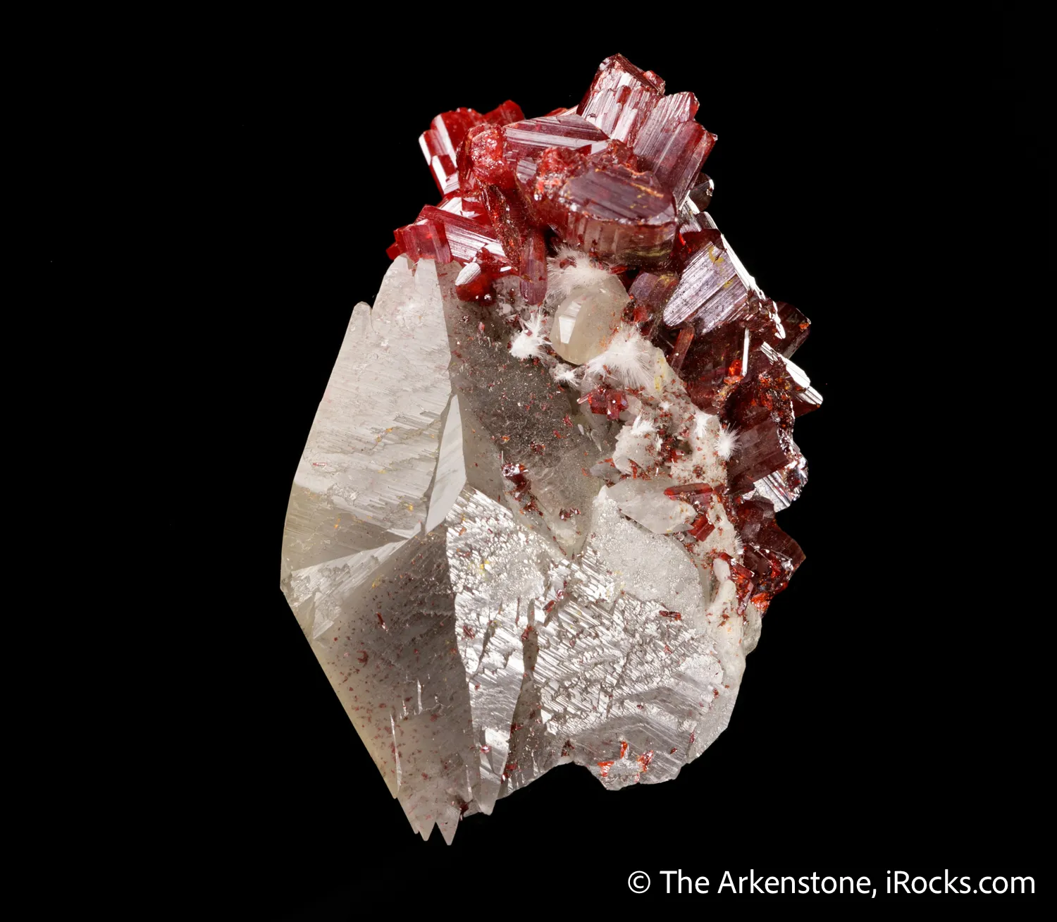 Realgar on Calcite with Picropharmacolite - image 4