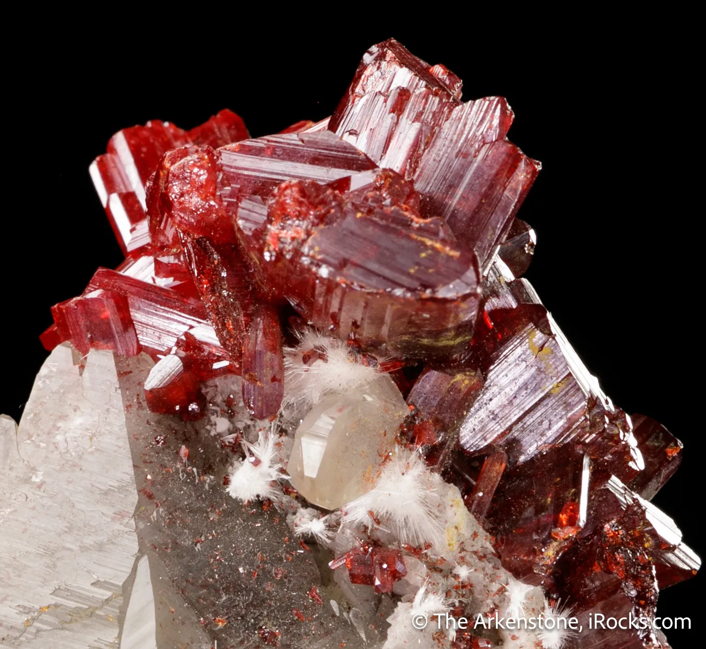 Realgar on Calcite with Picropharmacolite - image 8