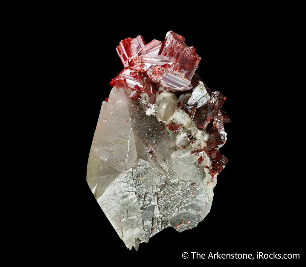 Realgar on Calcite with Picropharmacolite - image 7