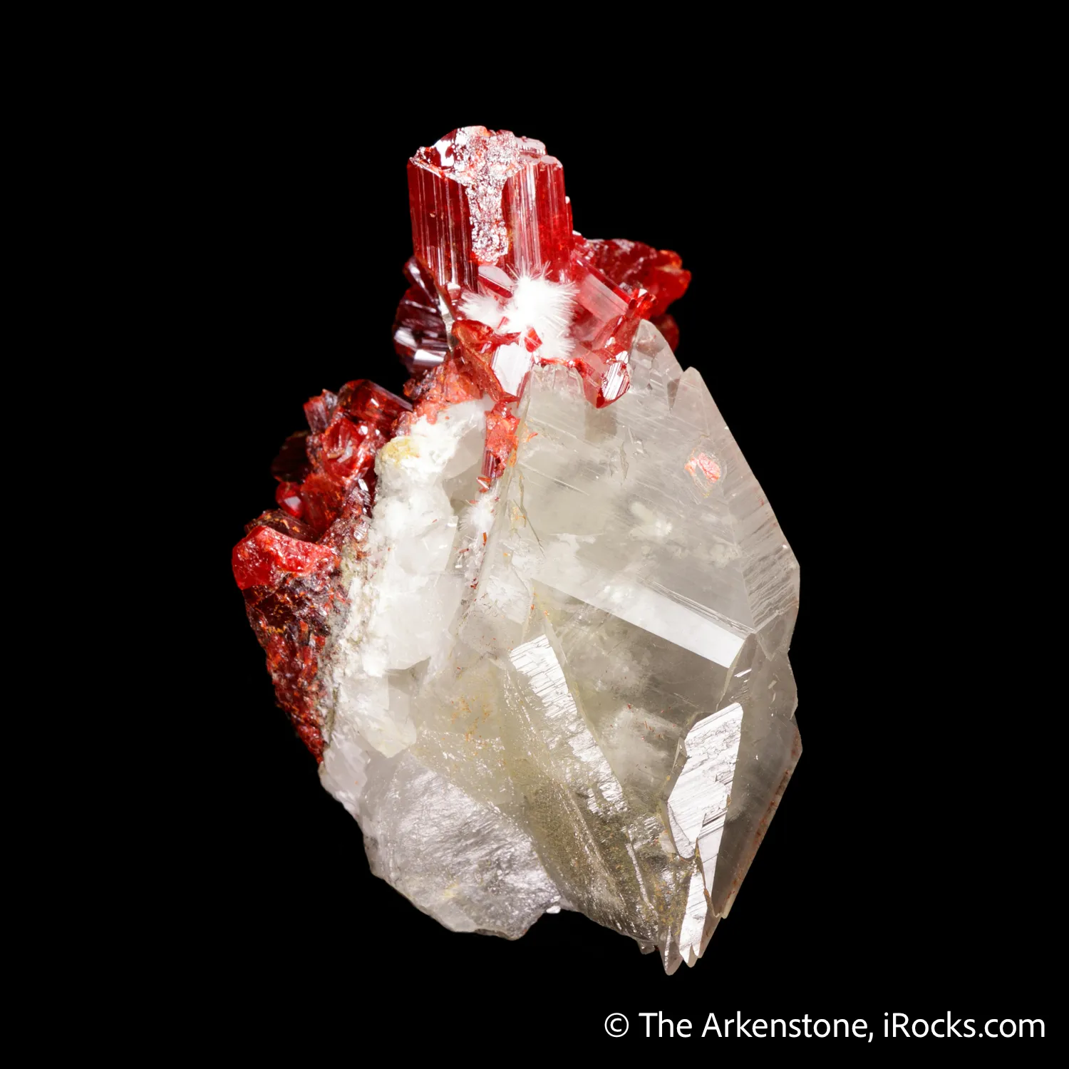 Realgar on Calcite with Picropharmacolite - image 6